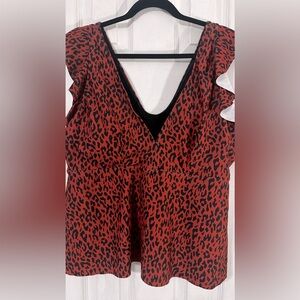 Burnt Orange & Black Swimsuit Top.